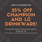 October 5th-9th Champion Apparel and LC Drinkware are 25% off!