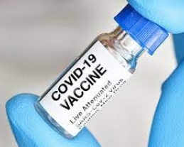 Image shows a vial of Covid-19 vaccine