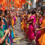 MUMBAI Mar. 22 : Devotees participate in a procession to celebrate the Hindu festival Gudi Padwa, in Mumbai on Friday. Gudi Padwa is a fe...