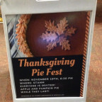 Students saw this sandwich board inviting them to the Thanksgiving Pie Fest