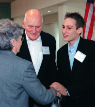 Madge Sempert, Dean Sempert '49, and Adam Merino '05, recipient of a Massengale Scholarship.