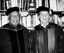 Left: Author Ernest Gaines (left) and Professor John F. Callahan. Lewis & Clark awarded Gaines an honorary doctorate in humane letter...