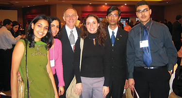 From left: Soniya Deshmukh '07, Dorra Zairi '07, Greg Caldwell, director of international student services, Sahar Abu El Fath '07, Ashequ...