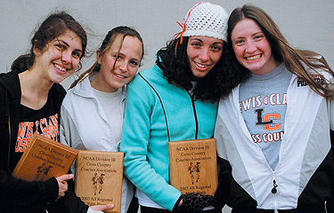 All-West Region cross country honors went to Laura Sbordone '07, Tamma Carleton '09, Carla McHattie '06, and Therese McCaffrey '08.