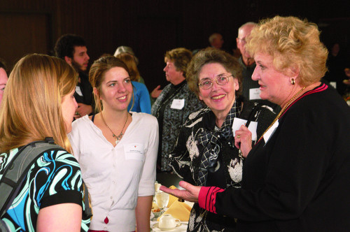 Jean Julier BS '65 (center) and Sue Rimkeit '65 (right)