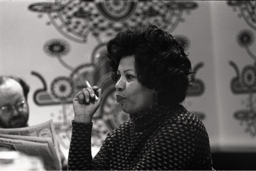 Nobel Prize–winning novelist Toni Morrison at a literature panel for the National Endowment of the Arts, New York, December 1973.