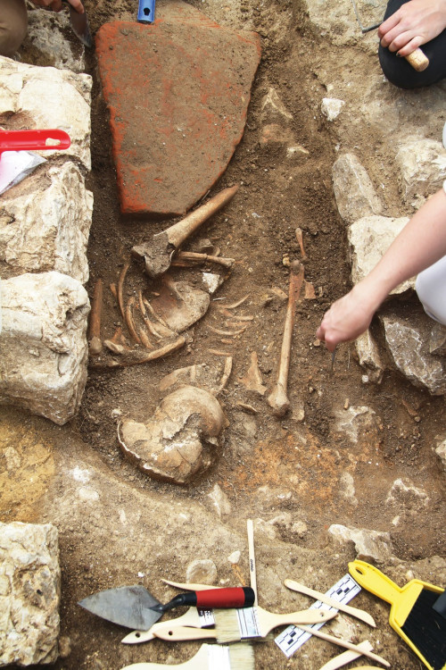 An early modern burial, tentatively dated to the 18th century due to…