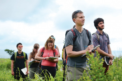 Associate Professor Andrew Bernstein and students conduct field research in area grasslands.