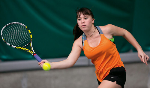 Summer Garrison CAS '18, the first women's tennis player to qualify for the NCAA Division III Tennis Championships.
