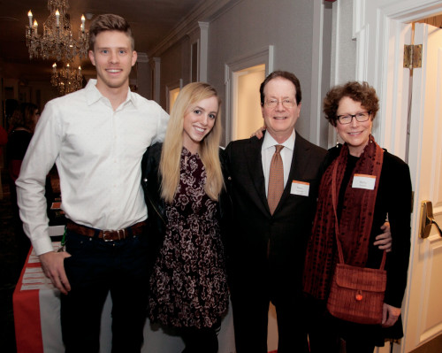 Nathan Romine BA '14 and Callie Rice BA '14 with President Barry Glassner and his wife, Betsy Amster.