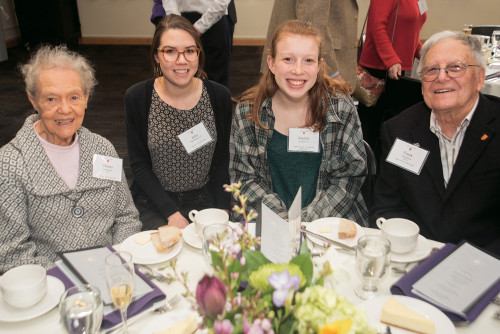Donna Lawrence BA '52, Julia McPherson BA '19, Maddie Caples BA '20, and Frank Lawrence BS '52.