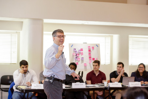 Carl Guess BA '85 conducted the Telling Your Story session. In his work, he helps executives become better communicators.