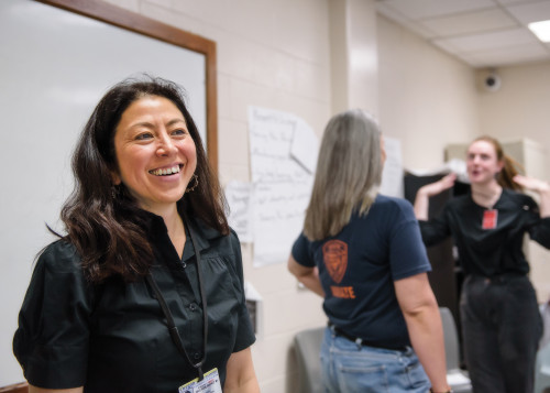 Reiko Hillyer, associate professor of history, teaches her popular Crime and Punishment course at the Columbia River Correctional Institu...