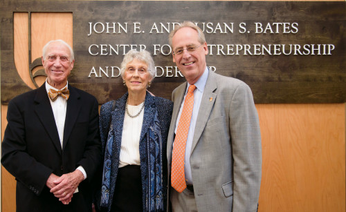 President Wiewel with John and Susan Bates, lead donors for the Bates Center for Entrepreneurship and Leadership.