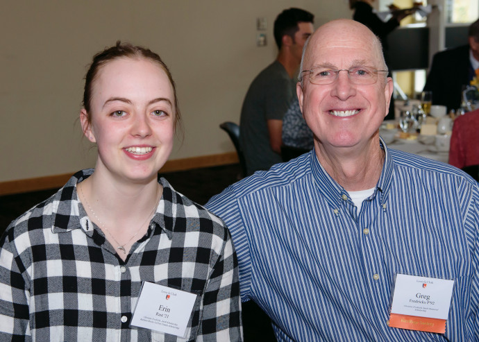 Erin Rast BA '21 and Greg Fredricks, professor emeritus of mathematics.