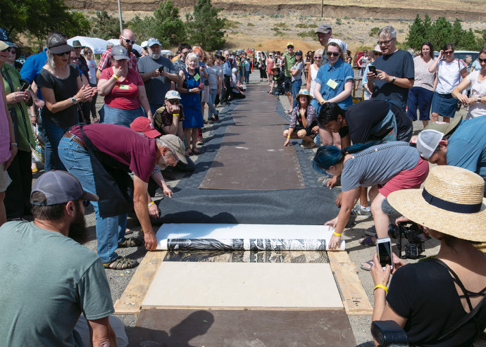 On August 24, at an event on the Maryhill Museum grounds, artists joined their blocks, inked them...