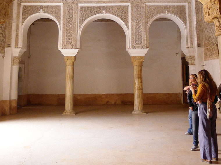 Jade Lansing CAS '12 and Rachael Munkacsi CAS '12 in the Ben Yussef madrassa (Muslim school), one of the oldest madrassas in Morocco.