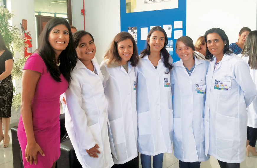With members of Futuras Cientistas, a STEM project for girls in Brazil, sponsored by the U.S. government