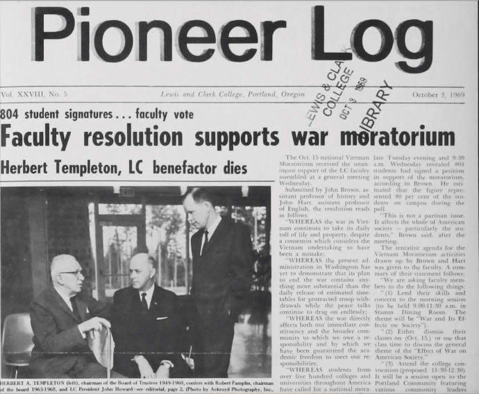 Pioneer Log October 3, 1969