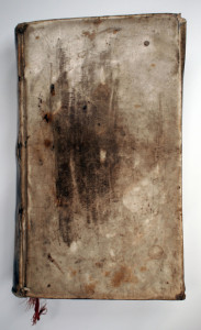 Front cover of the 1735 calfskin bound book.