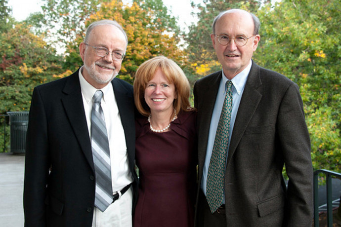 Douglas Newell, Edmund O. Belsheim Professor of Law; Dean Johnson; and Edward Brunet, Henry J. Casey Professor of Law