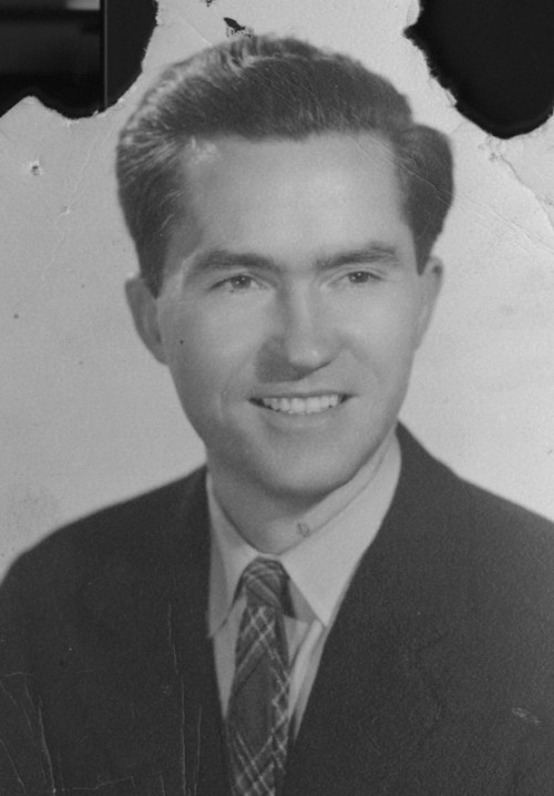 William Stafford, aged 36. Stafford joined the faculty of Lewis & Clark in 1947, and this official portrait was taken the following year.