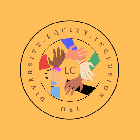 Yellow with hands holding, states Office of Equity and Inclusion (OEI)
