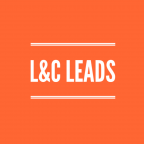 Orange background with white lettering which reads L&C LEADS