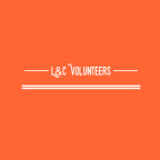 Orange background with white text reading L&C Volunteers