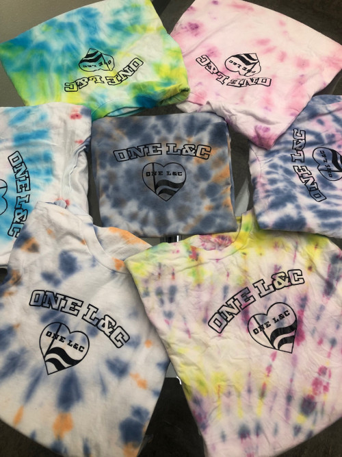 The ONE L&C committee made the tie dye shirts to give away at Field Day.