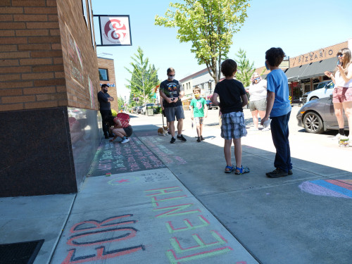 Chalk for Juneteenth event at Bag&Baggage Production's The Vault Theatre, Hillsboro, Oregon, ...