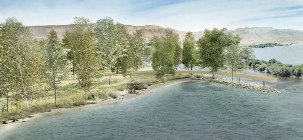 Celilo Falls, near The Dalles, Oregon, is the site of a proposed design by Maya Lin that features...