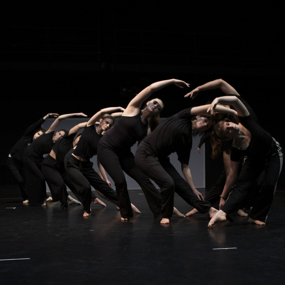 Students preparing for their Dance X performance at a second showing rehearsal.Photo credit: Lucia Catano BA &#8...
