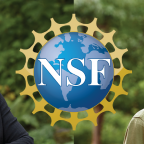 Professors Greta Binford and Liza Finkel headshots with the NSF logo in the middle.