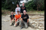 Professor Kelly with Geneva Karr ?17 and fellow students at an archeological dig site in Italy in...