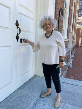 In recognition of her work, Valerie White was presented with a working key to Independence Hall, the site of Rev. Jackson's rescue mi...
