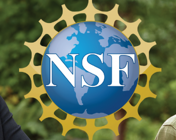 Professors Greta Binford and Liza Finkel headshots with the NSF logo in the middle.