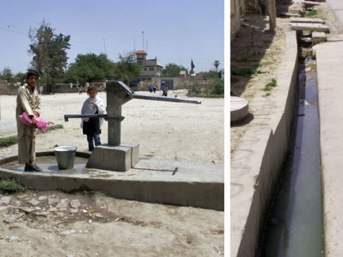 Water is available for a few hours in Kabul, every other day, from pumps throughout the city. Small children are sent to fetch water for ...