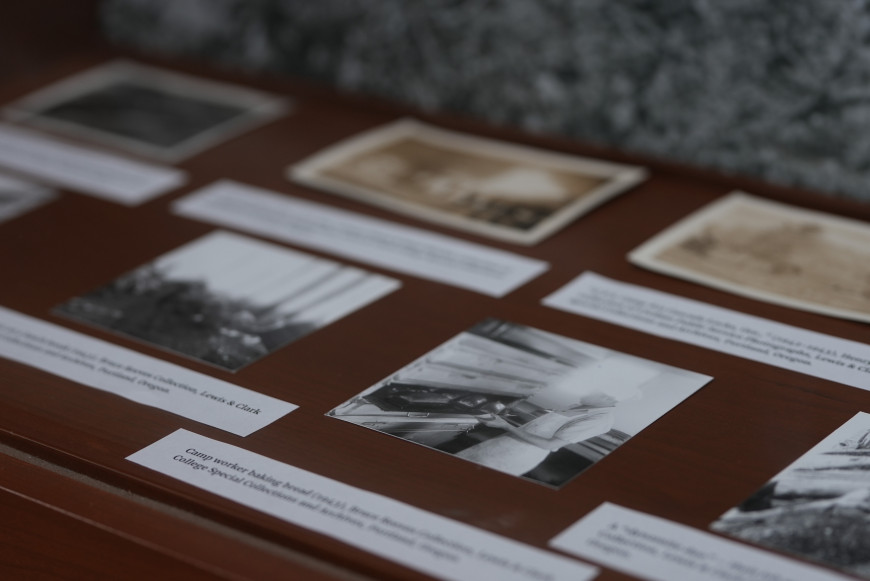 Archival materials on display in the Pacific Renaissance: The Legacy of Conscientious Objection During World War II exhibit.