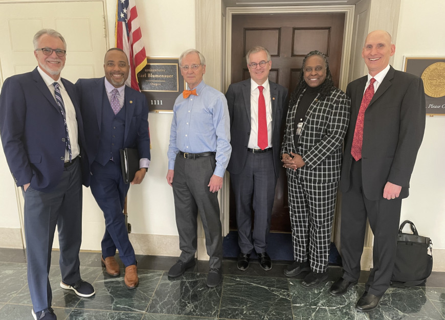 While in D.C. , several presidents of Oregon's higher education institutions met with Congressman Earl Blumenauer BA '70, JD 