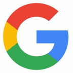 The letter G colored with red, yellow, green, and blue